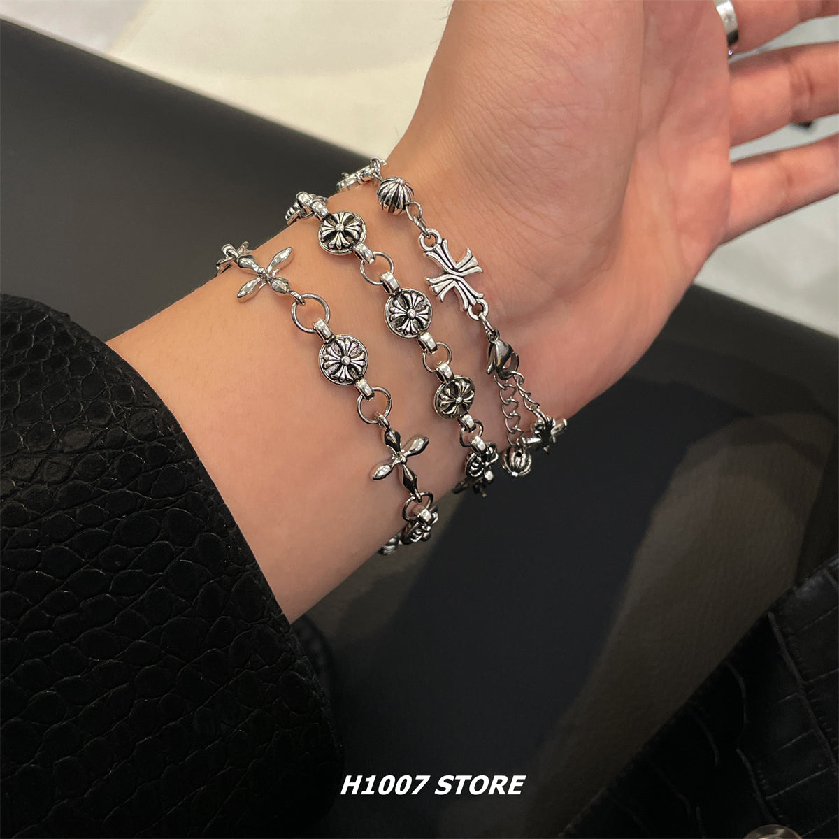 Cross Flower Hip-Hop Style Bracelet