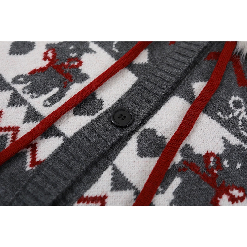 Fair Isle huvtröja stickad cardigan jacka 