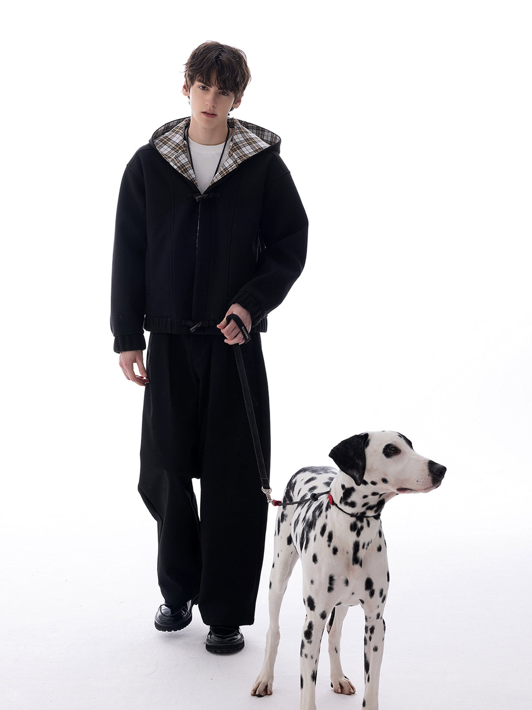 Wool Hooded Horn Button Jacket