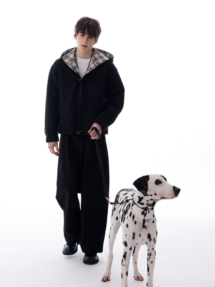 Wool Hooded Horn Button Jacket
