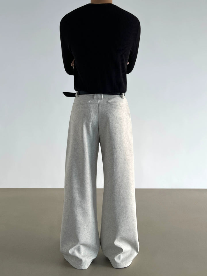 Linen Pleated Wide-Leg Pants