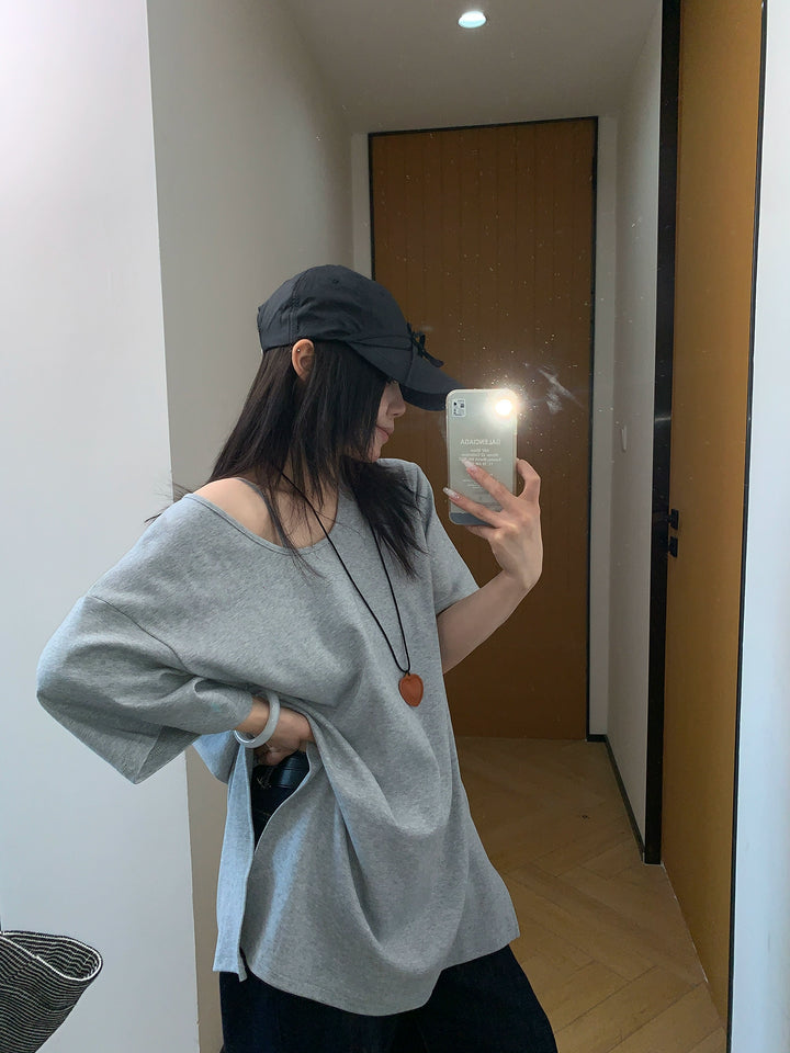 Loose Fit Draped Short Sleeve T-Shirt