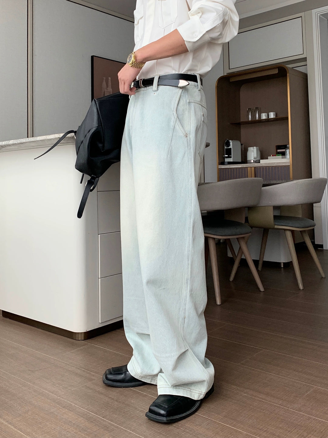Pantalones de mezclilla de corte suelto y pierna recta 