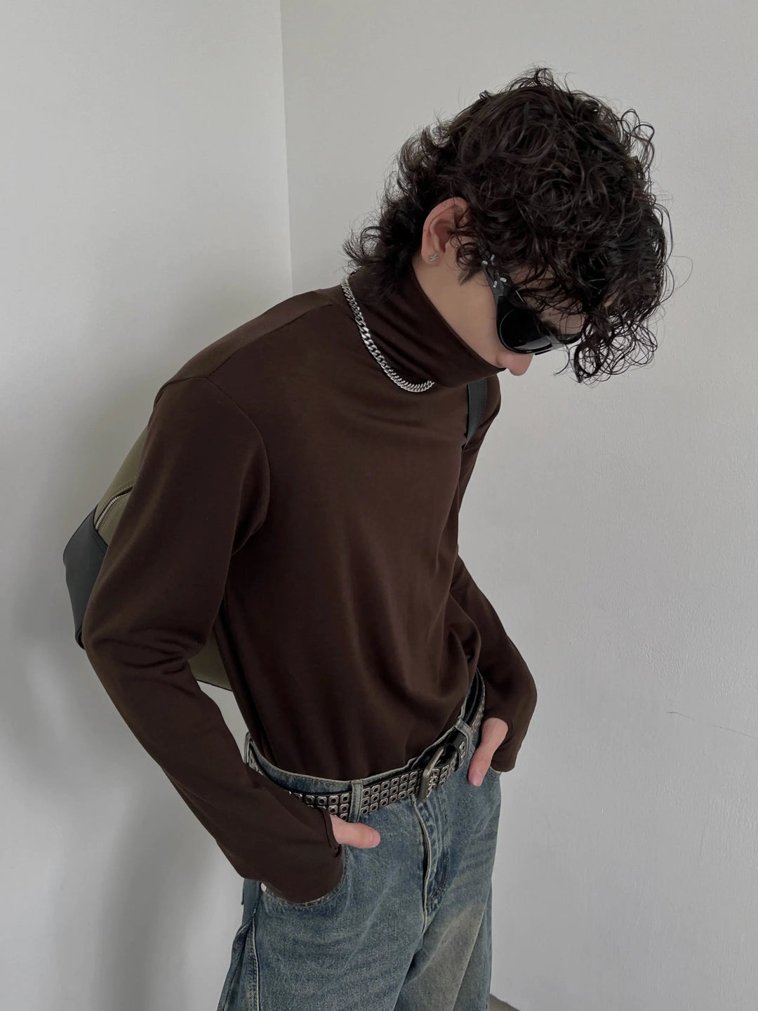 Slim-fit High Collar Long-Sleeve Pullover