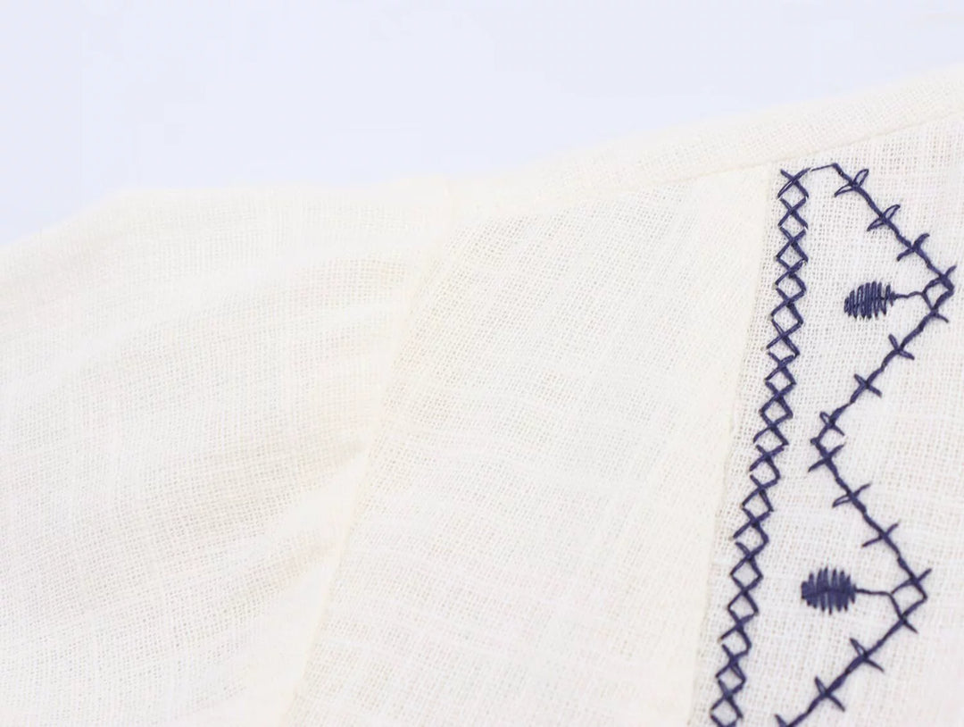 Chemise paysanne rétro à manches longues brodée 