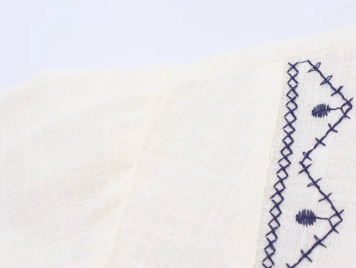 Chemise paysanne rétro à manches longues brodée 