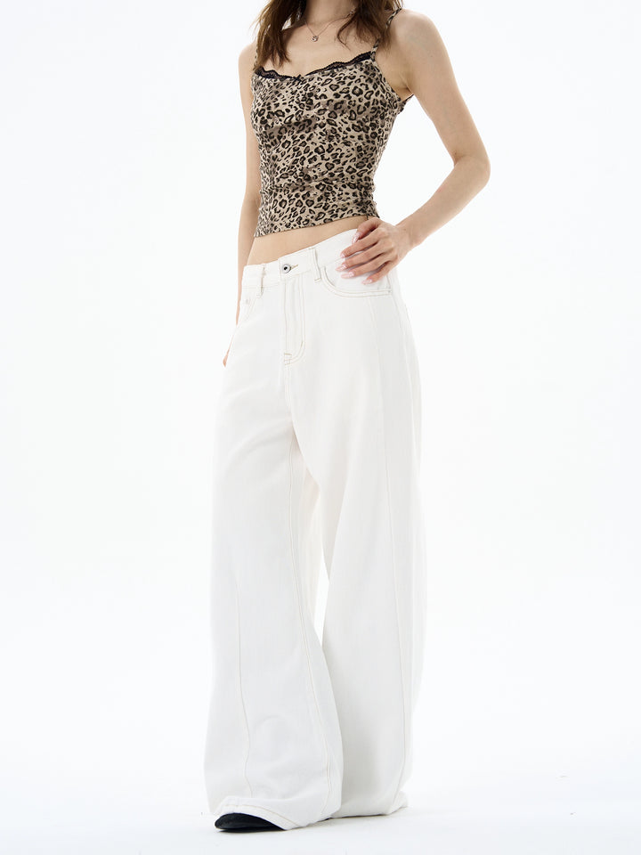 Pantalones de mezclilla de pierna ancha de moda 