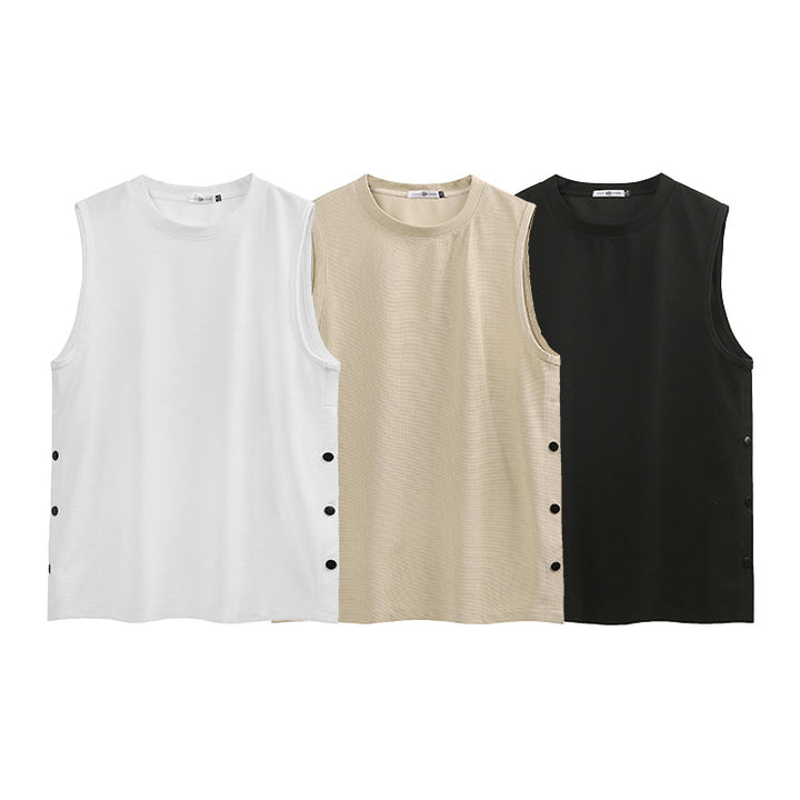 Buttoned Sleeveless Sports Vest