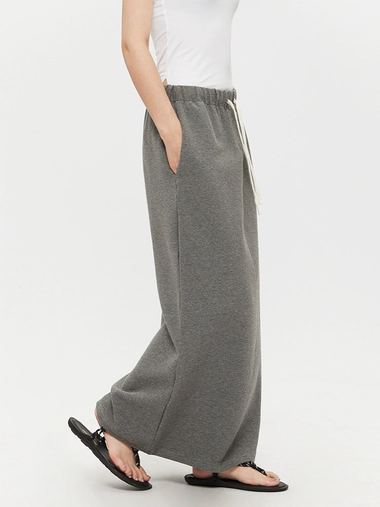 Drawstring Elastic Waist Straight Long Skirt