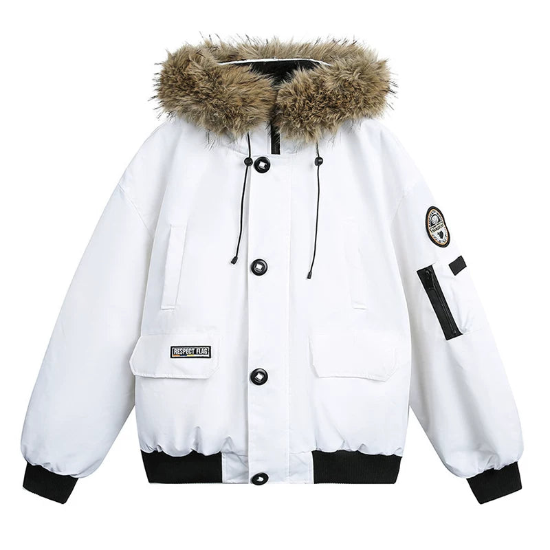 Chaqueta parka acolchada de algodón con capucha de piel sintética 