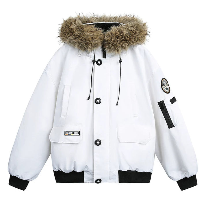 Chaqueta parka acolchada de algodón con capucha de piel sintética 