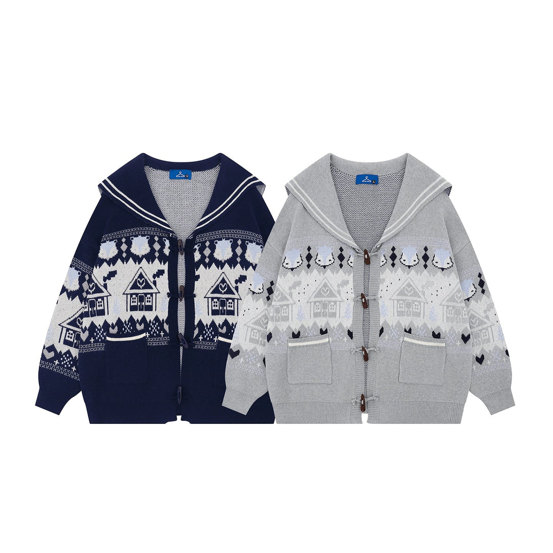 Fair Isle Jacquard Knit Cardigan