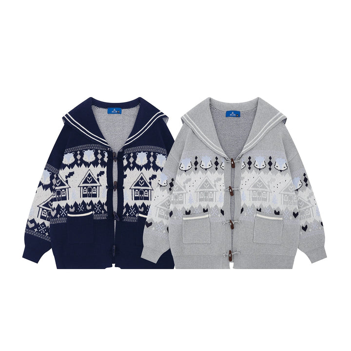 Fair Isle Jacquard Knit Cardigan