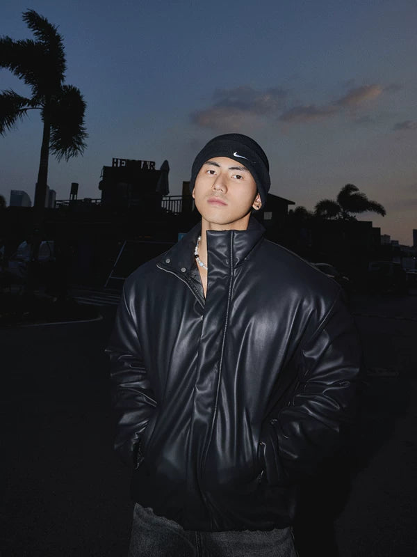 Retro Padded Faux Leather Jacket