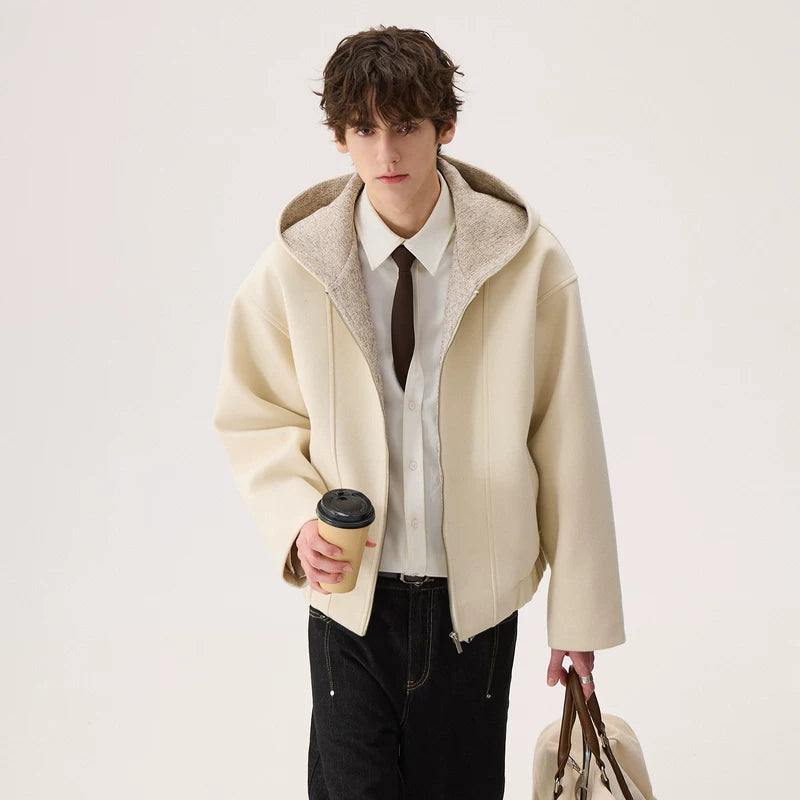 Wool Hooded Casual Cardigan Coat