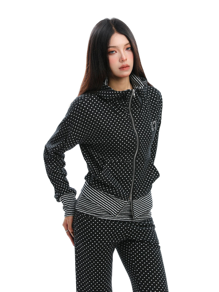 Polka Dot Devil Horn Hooded Jacket