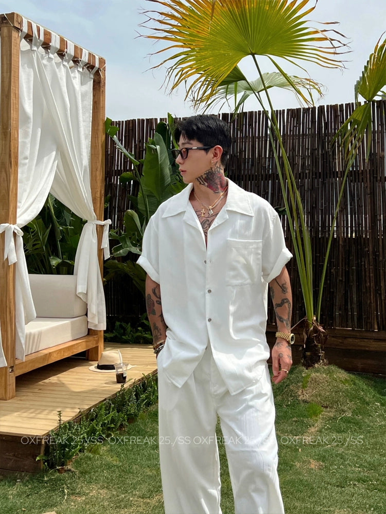 Relaxed Fit Cuban Collar Short Sleeve Shirt