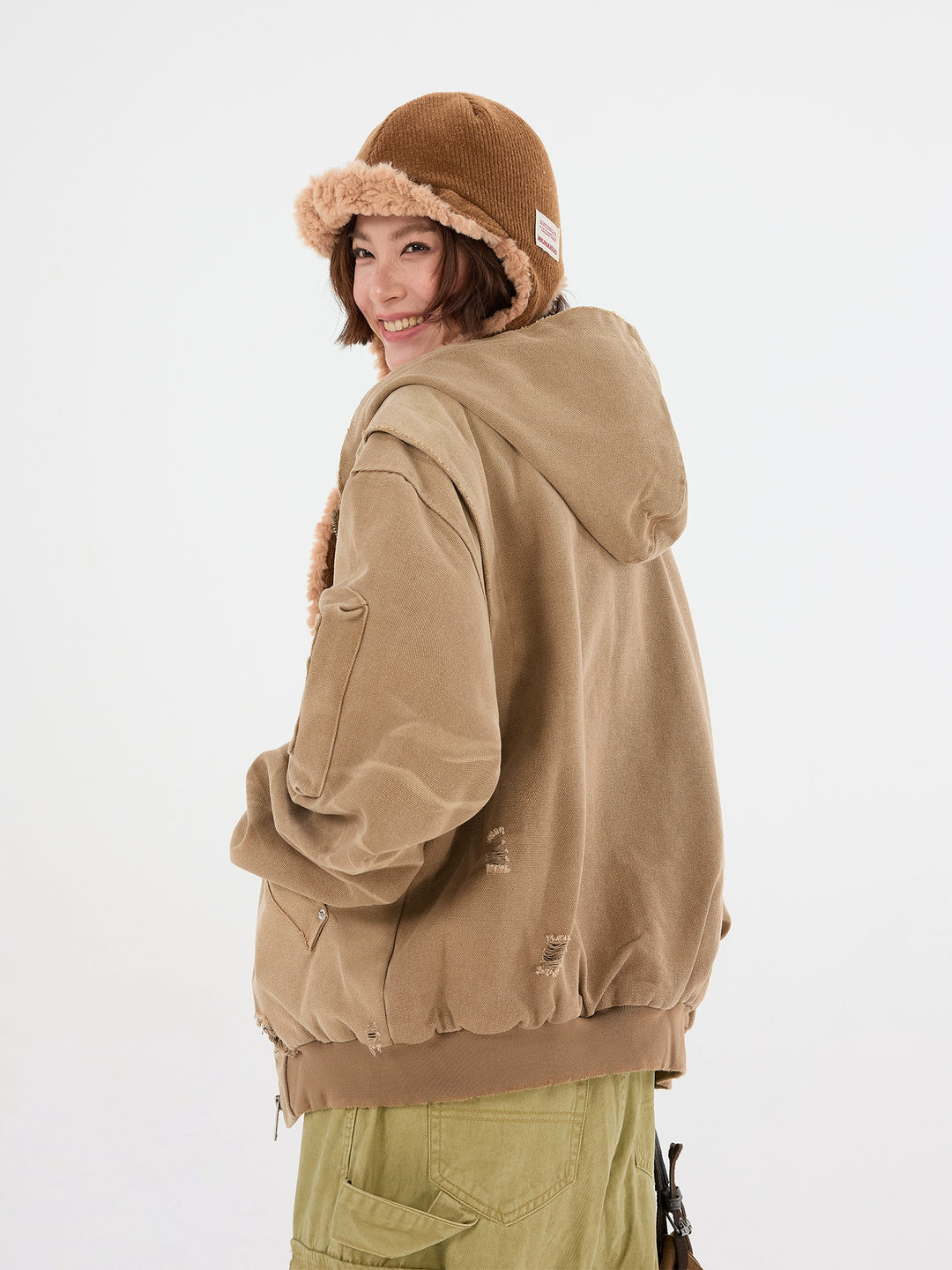 Deconstructed Spliced Hooded Jacket