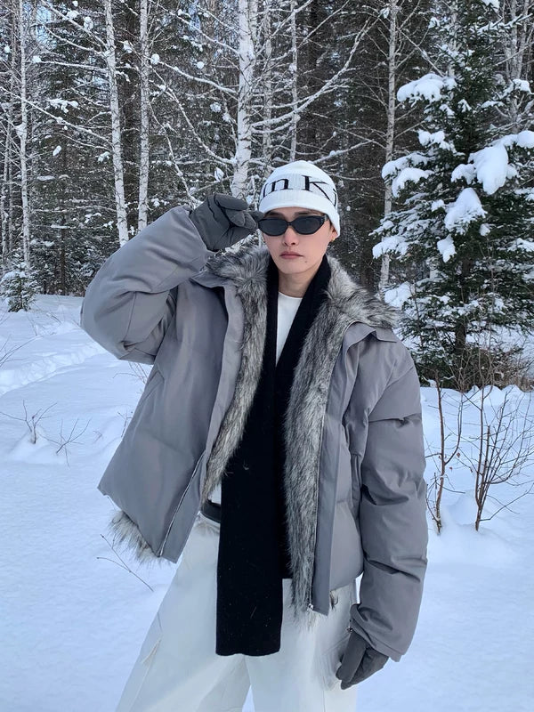 Winter Plush Collar Puffer Jacket