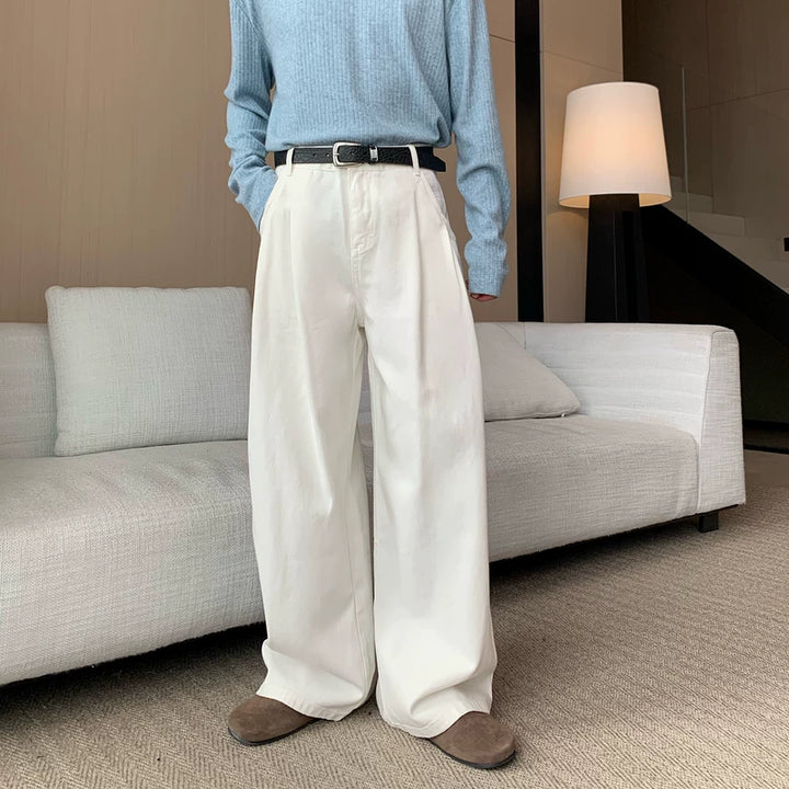 Plissé Wijde Pijpen Ontspannen Pasvorm Werkbroeken 