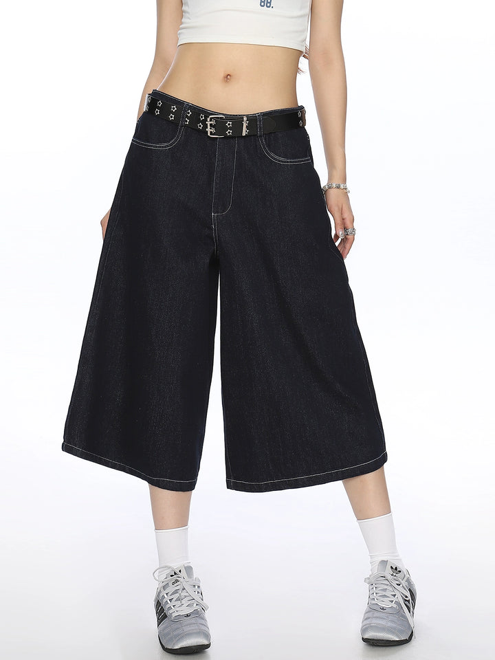 Broderade denim cropped vida byxor 