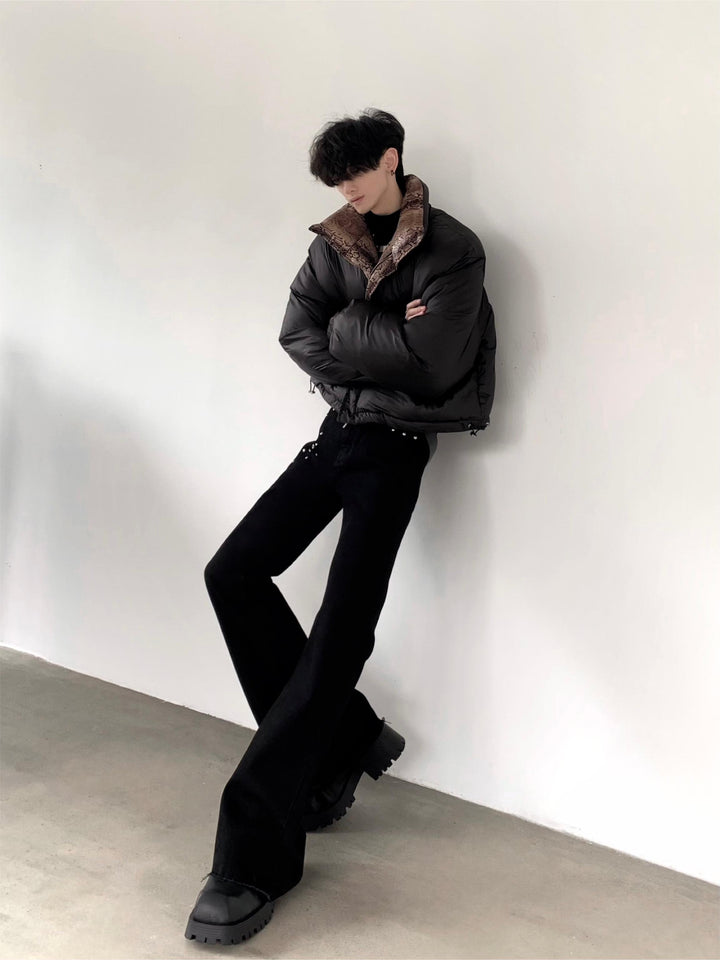 Slim Fit Riveted Flared Jeans