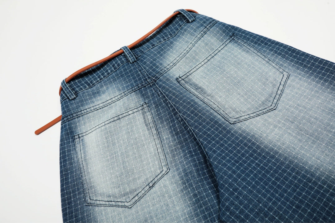 Retro Washed Wide-Leg Cropped Denim Pants