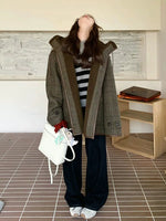 Hooded Horn Button Wool Coat