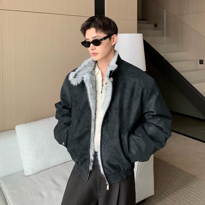 Nep Bont PU Leren Fleece Jas 