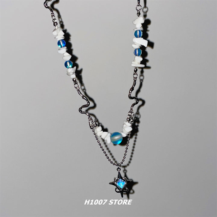 Star Pendant Beaded Clavicle Necklace