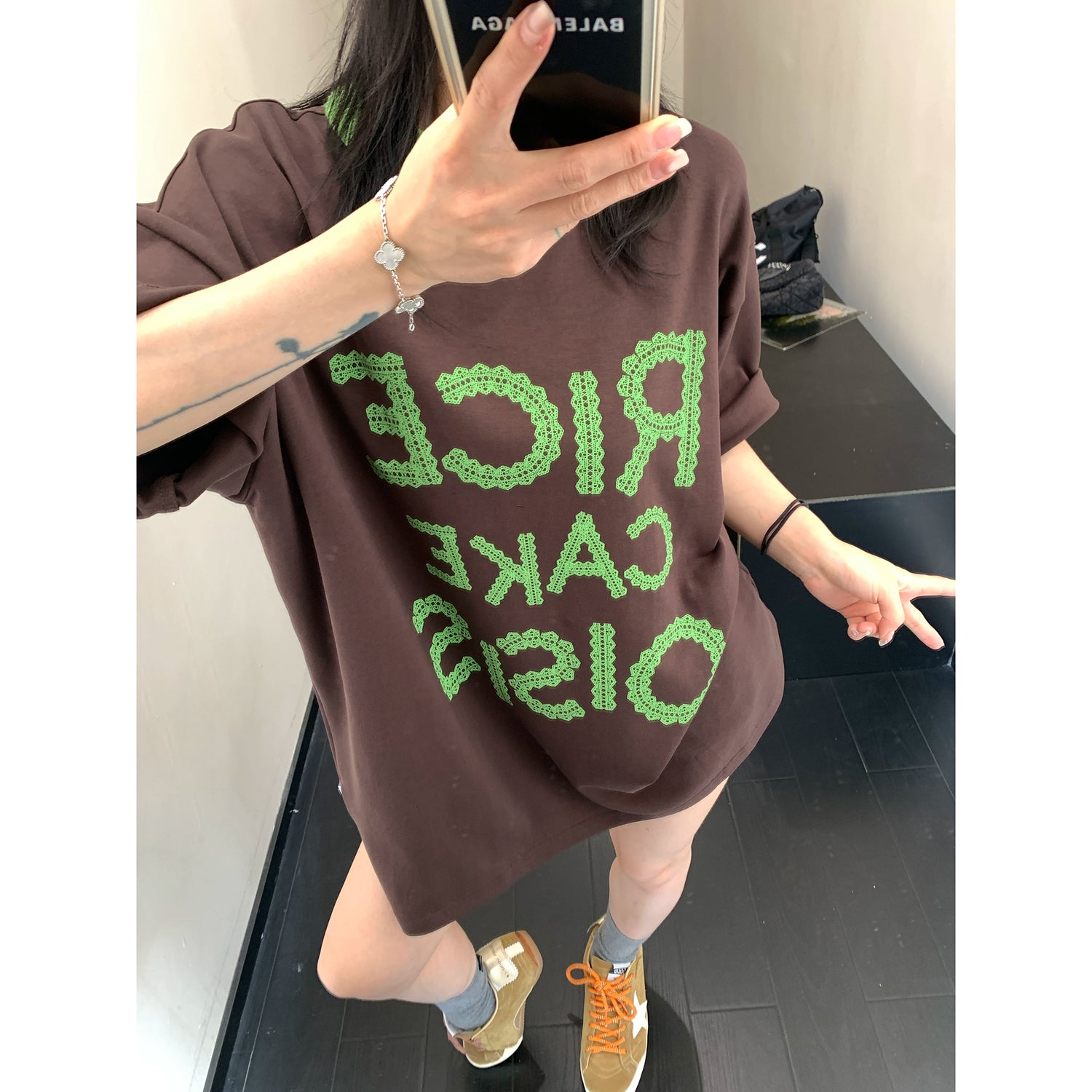 Übergrößen Grafik Splicing Kurzarm-T-Shirt 