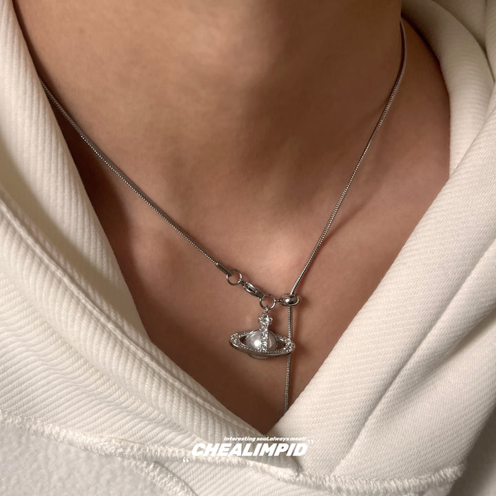 Titanium Steel Saturn Pendant Necklace