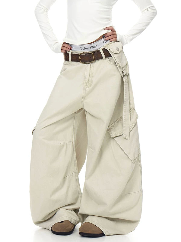 Geniş Paça Çok Cepli Kargo Pantolon 
