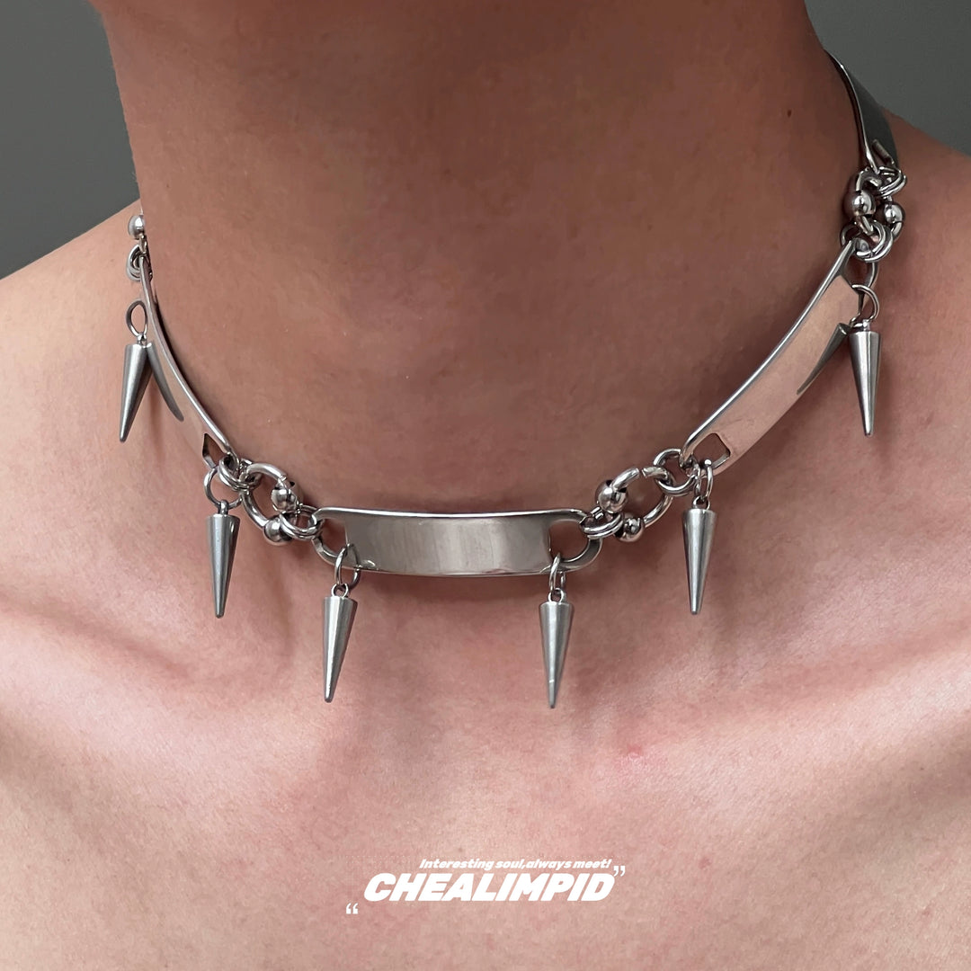 Punk Metal Rivet Spike Choker