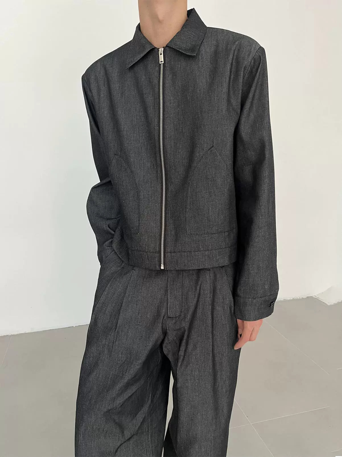 Full Zip-up Jacket with Lapels