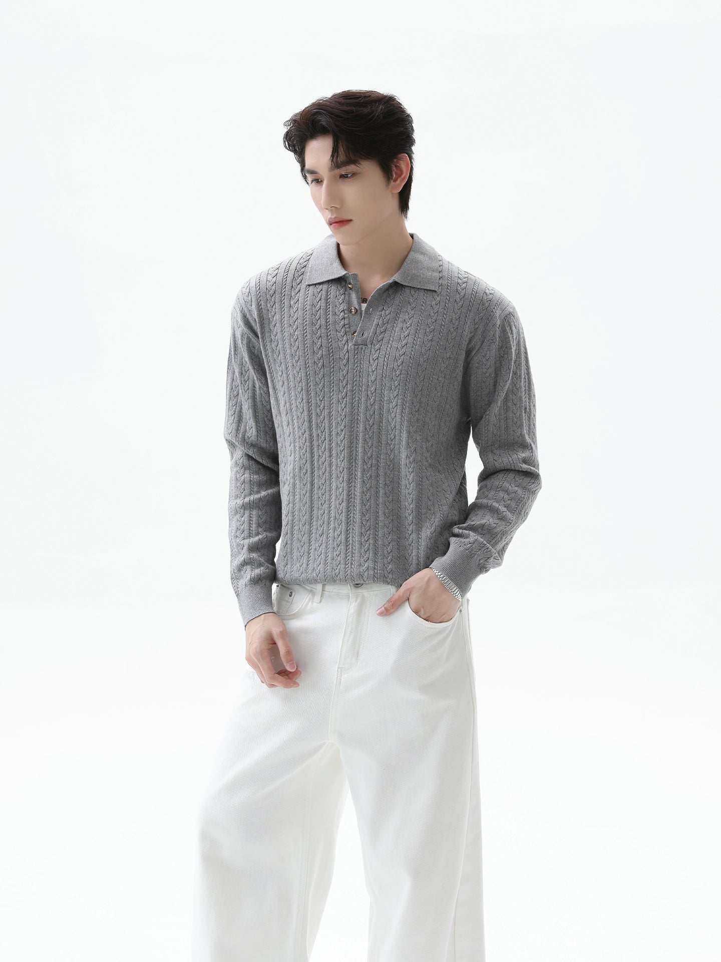 Kablo Örgü Yaka Kazak 