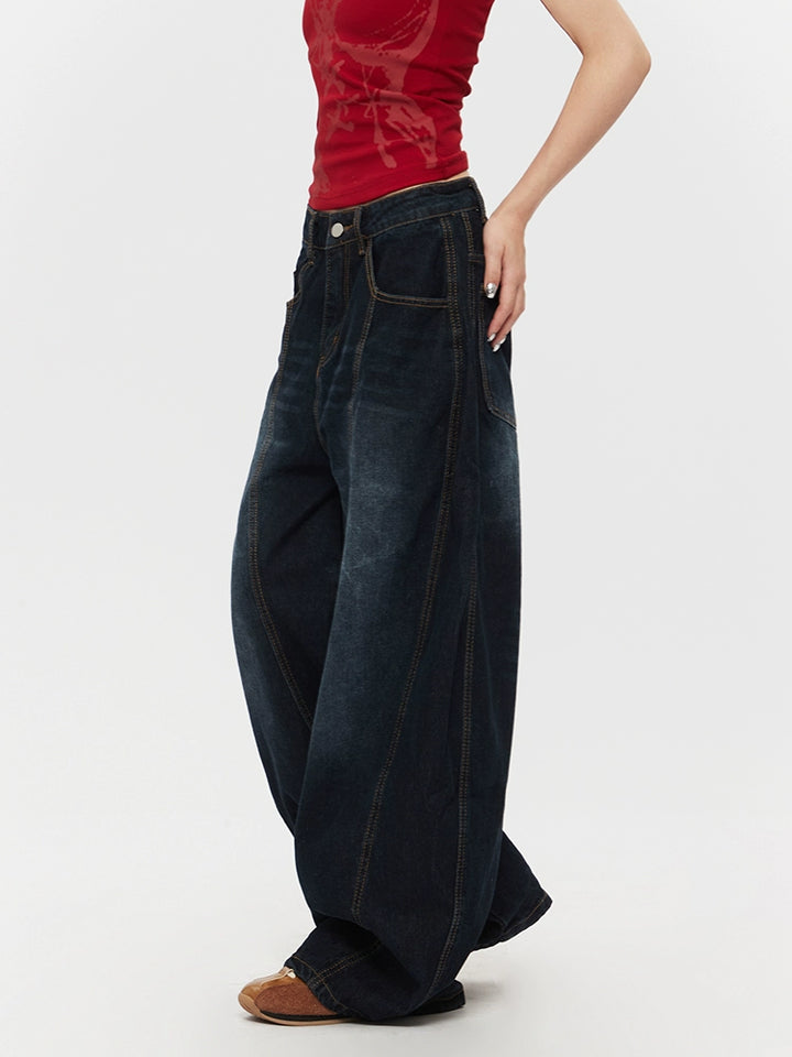 Calças Jeans Retro Largas e Soltas 