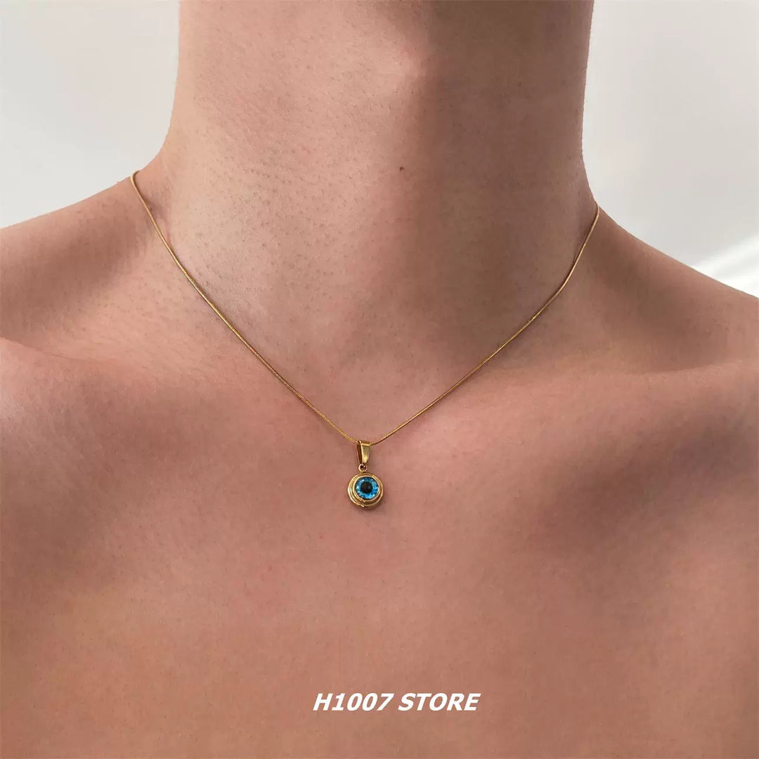 Blue Angel Eye Pendant Necklace