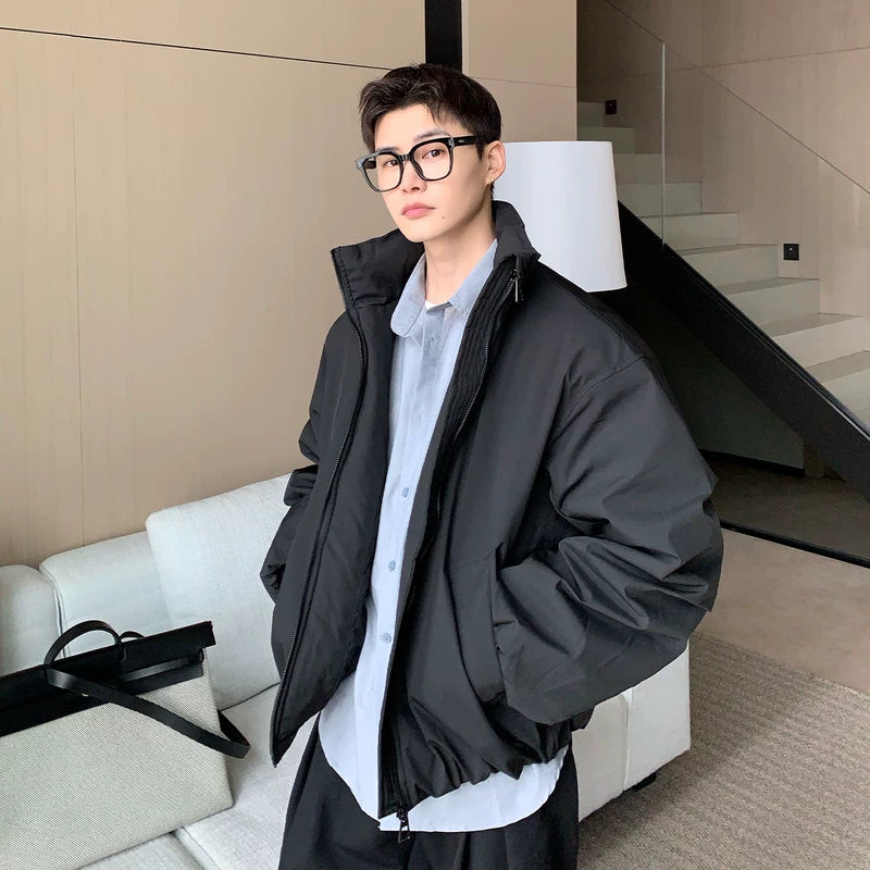 Staande kraag dubbele rits katoen bomberjack 