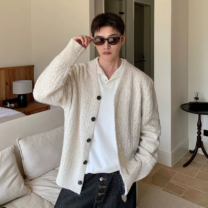 Wollen V-hals Relaxed Jacquard Cardigan 