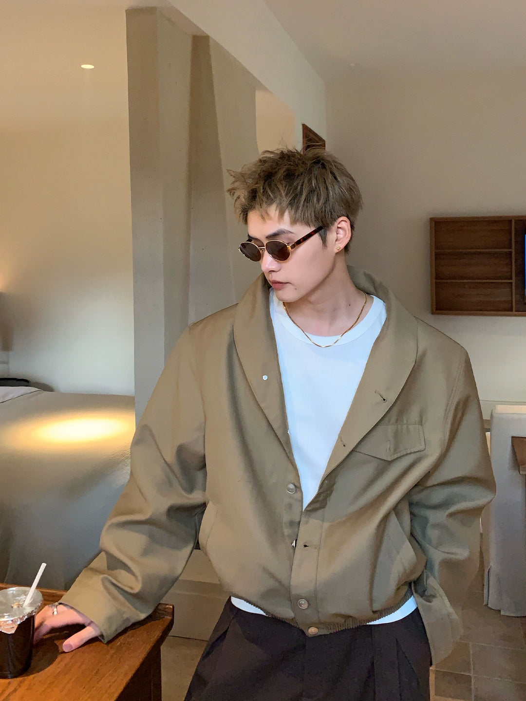Loose V-Neck Long Sleeve Jacket