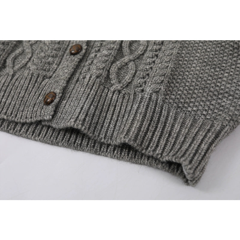 Cable Knit Round Neck Cardigan