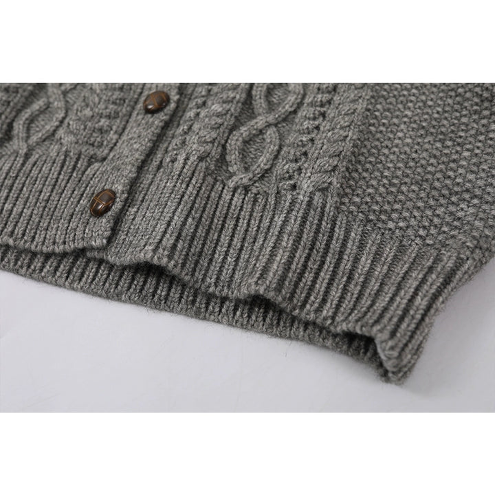 Cable Knit Round Neck Cardigan