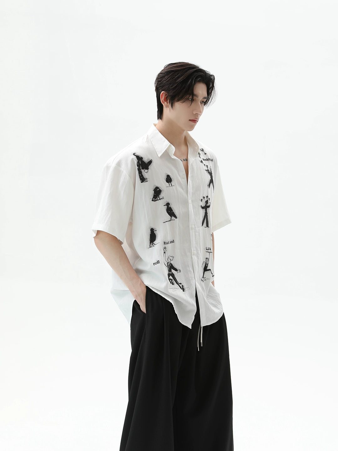 Tencel Phantom Print Kurzarmhemd 