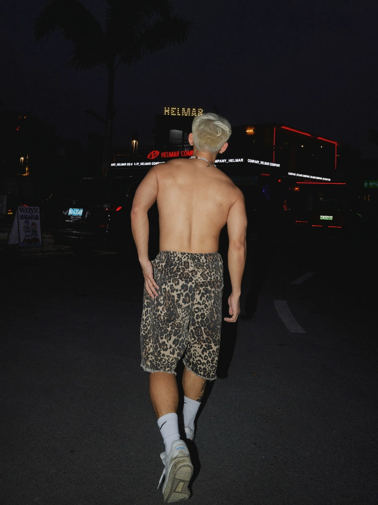 Leopard Print Oversized Casual Shorts
