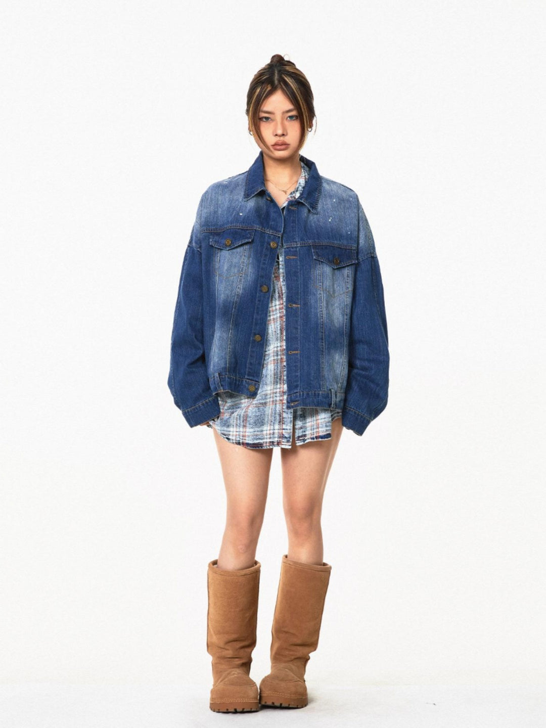 Washed Denim Oversized Street Jacket