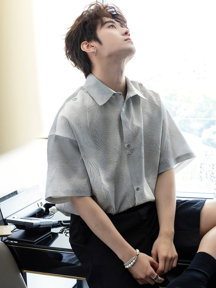 Pleated Texture Short-Sleeved Shirt