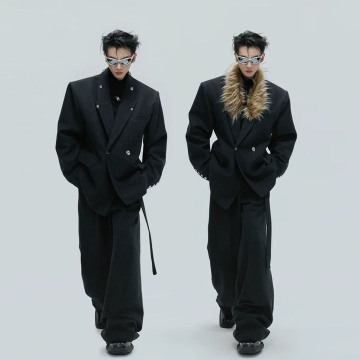 Wool-Trimmed Fitted Jacket and Pants (sold separately)