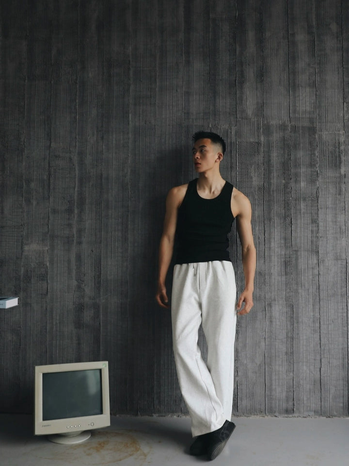 Ribbet ærmeløs slim fit pullover vest 