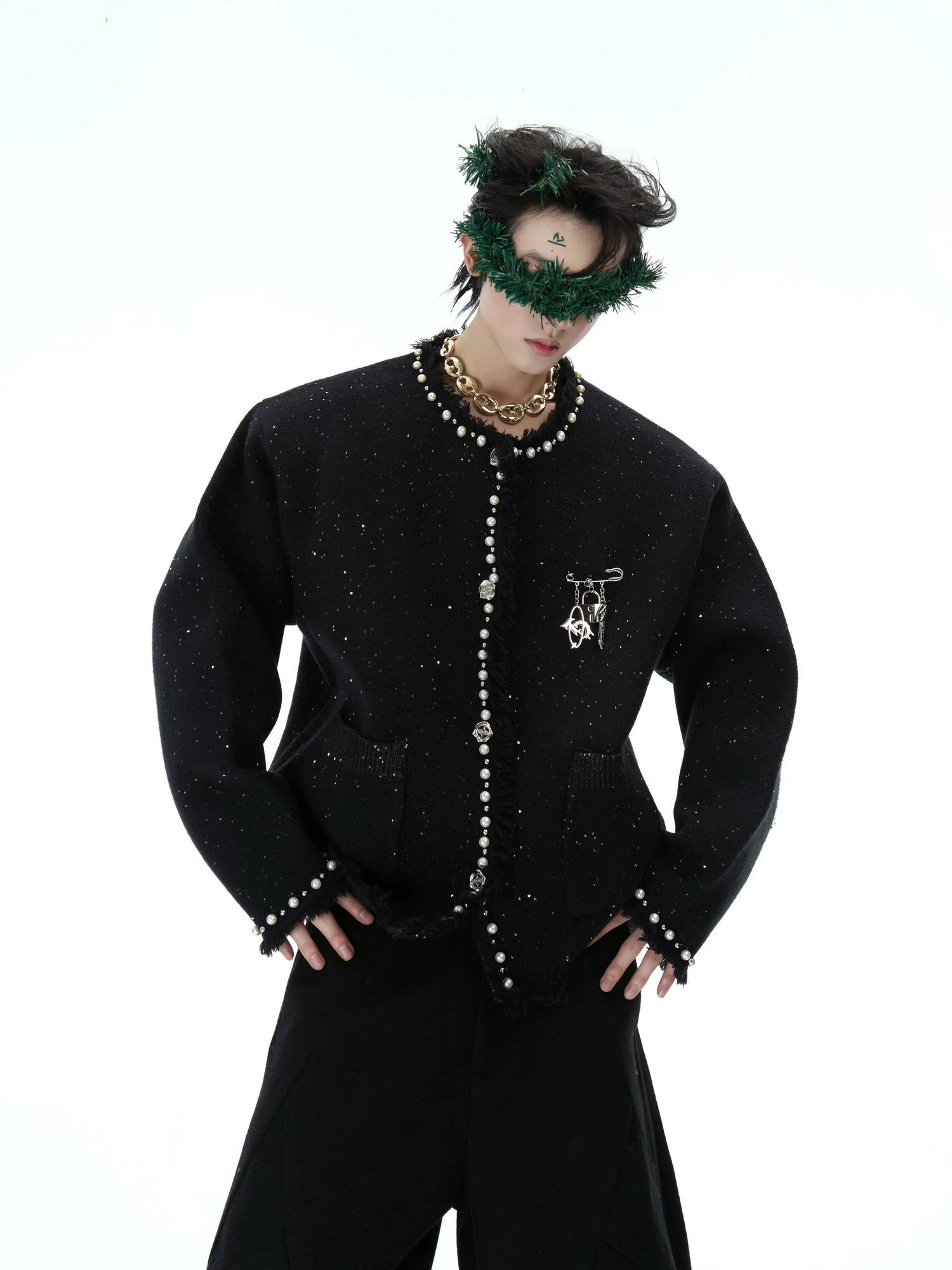 Pearl Embellished Knit Cardigan